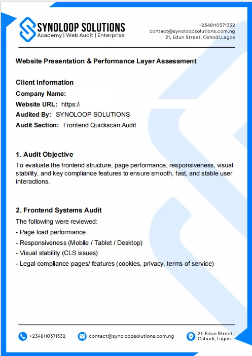 Audit report page: Frontend performance