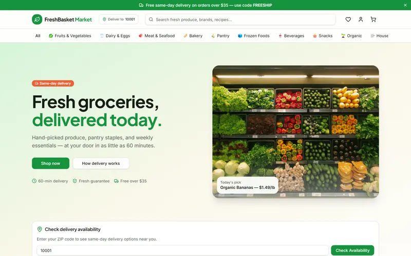 FreshBasket Market website