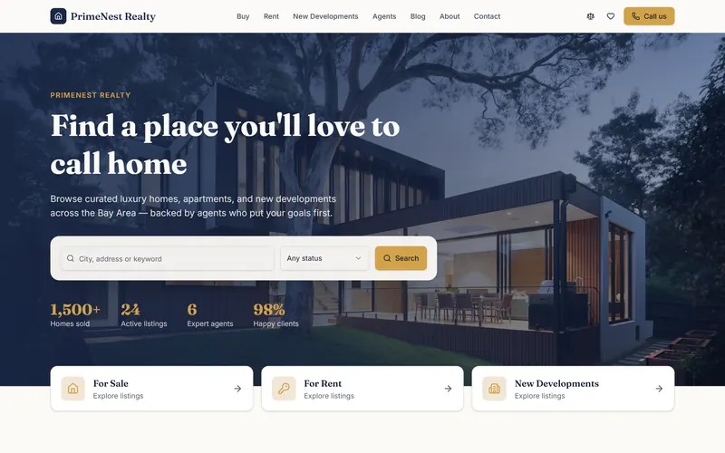 PrimeNest Realty sample website
